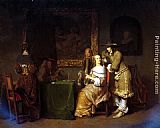 Charles Van Den Eycken Paintings - An Elegant Company Playing Cards by Gerbrand van den Eeckhout